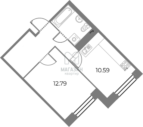 Продажа 1-комнатной квартиры 36,5 м², 2/12 этаж