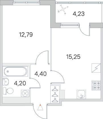 Продажа 1-комнатной квартиры 38,8 м², 4/5 этаж
