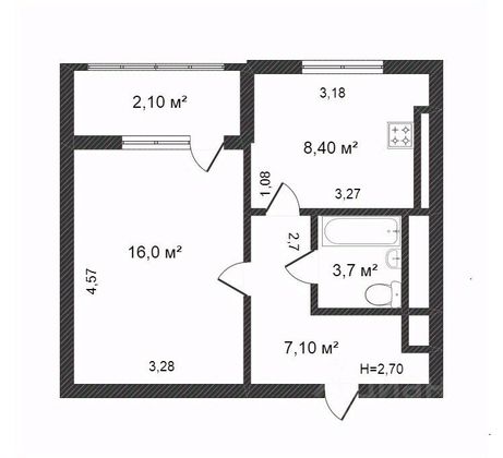 Продажа 1-комнатной квартиры 34,7 м², 3/5 этаж