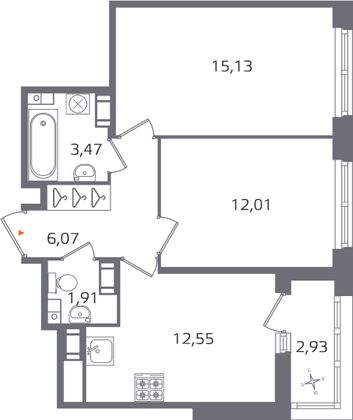 Продажа 2-комнатной квартиры 52,6 м², 16/17 этаж