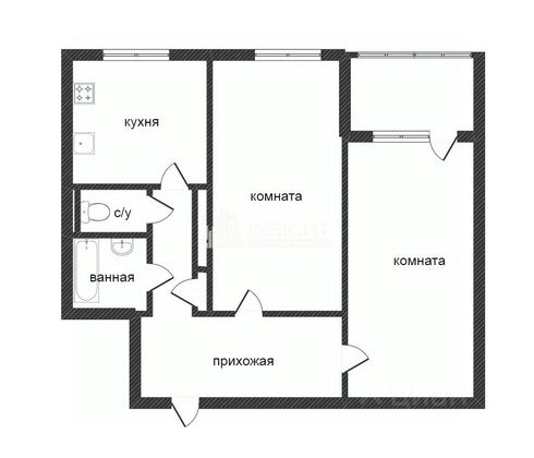 Продажа 2-комнатной квартиры 42,7 м², 1/9 этаж