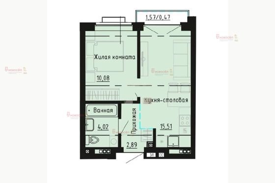 Продажа 1-комнатной квартиры 33 м², 2/4 этаж