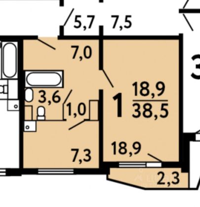 Продажа 1-комнатной квартиры 38,5 м², 13/17 этаж