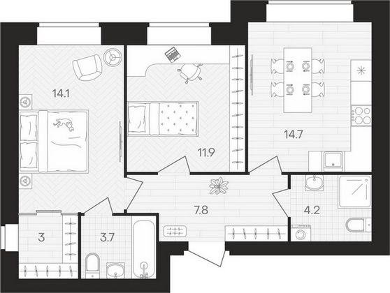 Продажа 2-комнатной квартиры 59,4 м², 4/10 этаж