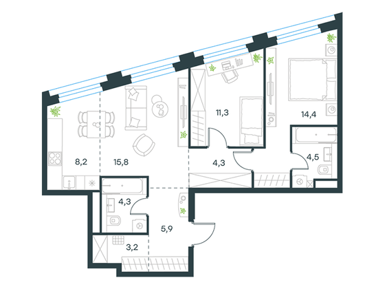 Продажа 3-комнатной квартиры 71,9 м², 24/26 этаж