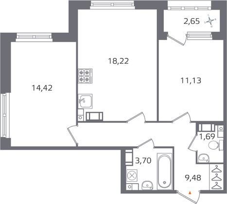 Продажа 2-комнатной квартиры 60 м², 9/17 этаж