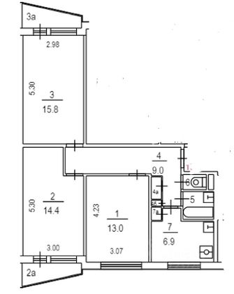 Продажа 1 комнаты, 14,4 м², 6/10 этаж