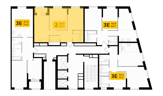 Продажа 2-комнатной квартиры 63,7 м², 29/30 этаж