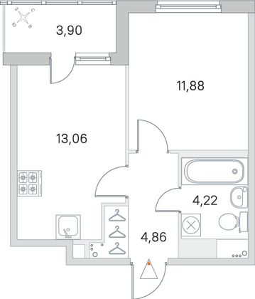 Продажа 1-комнатной квартиры 36 м², 8/8 этаж