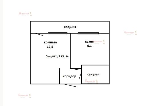 Продажа 1-комнатной квартиры 25 м², 3/9 этаж