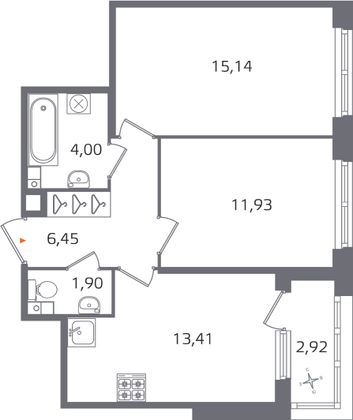Продажа 2-комнатной квартиры 54,3 м², 3/17 этаж