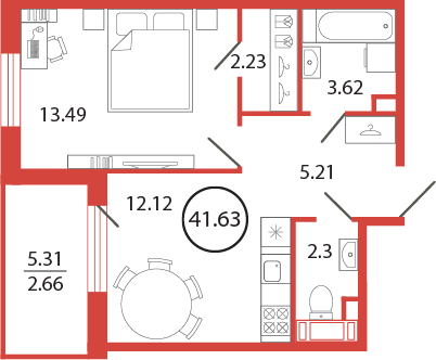 Продажа 1-комнатной квартиры 41,6 м², 12/12 этаж