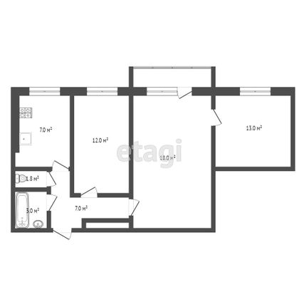 Продажа 3-комнатной квартиры 58,8 м², 4/5 этаж