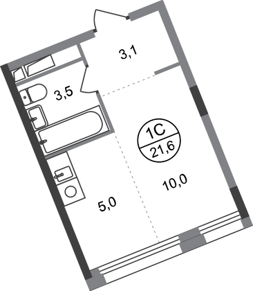 21,6 м², студия, 6/17 этаж