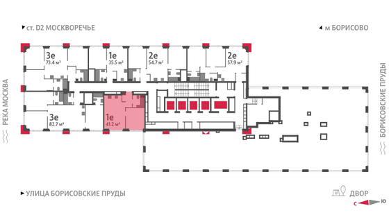 Продажа 1-комнатной квартиры 41,2 м², 40/52 этаж