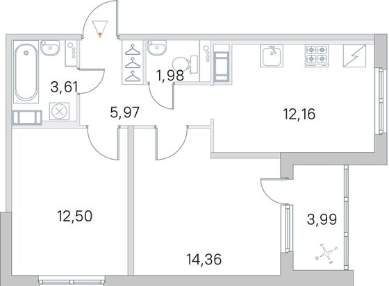 Продажа 2-комнатной квартиры 52,6 м², 3/5 этаж
