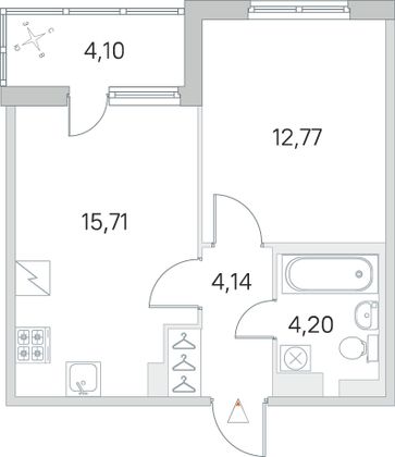 Продажа 1-комнатной квартиры 38,9 м², 5/5 этаж