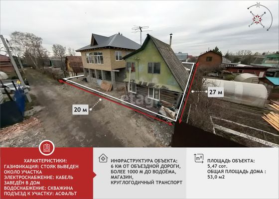 Продажа дома, 53 м², с участком 5,5 сотки