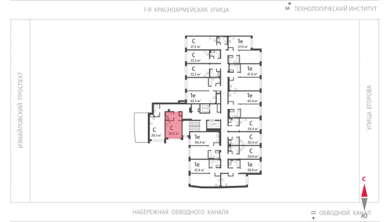 20,5 м², студия, 4/11 этаж