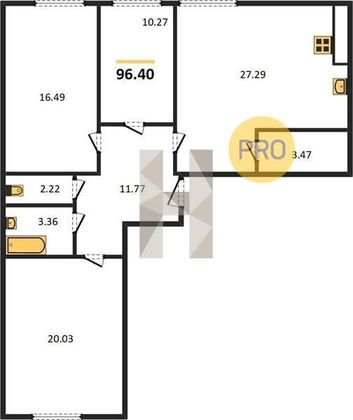 Продажа 3-комнатной квартиры 96,4 м², 2/6 этаж