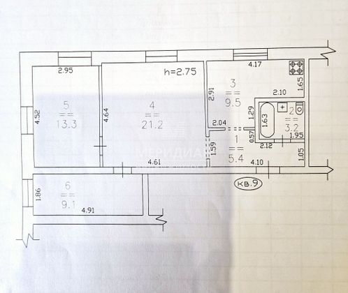 Продажа 3-комнатной квартиры 63,2 м², 2/2 этаж