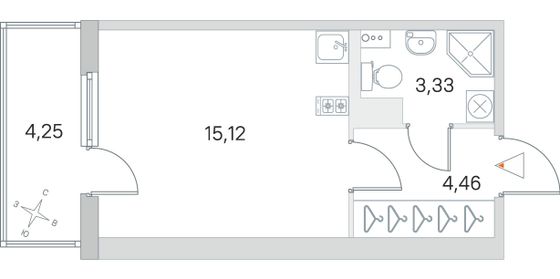 Продажа квартиры-студии 24,2 м², 3/4 этаж