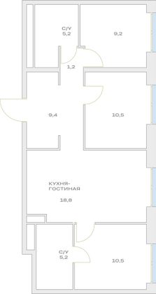 Продажа 3-комнатной квартиры 70 м², 9/23 этаж