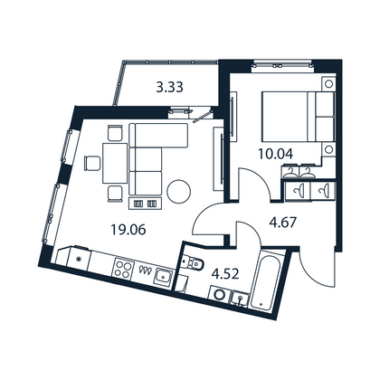 Продажа 1-комнатной квартиры 40 м², 2/12 этаж