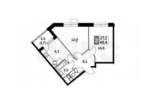 Продажа 2-комнатной квартиры 50,3 м², 11/18 этаж