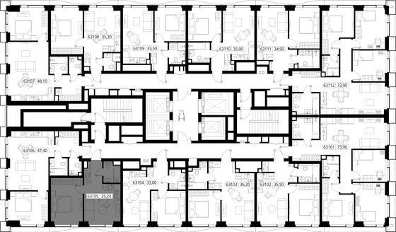 Продажа 1-комнатной квартиры 35,2 м², 31/48 этаж