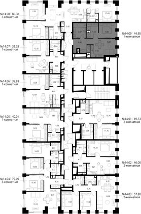 Продажа 1-комнатной квартиры 45 м², 14/26 этаж