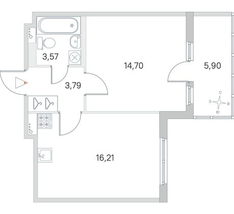 Продажа 1-комнатной квартиры 40 м², 2/4 этаж