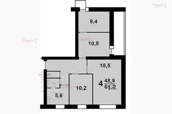 Продажа 4-комнатной квартиры 61 м², 4/5 этаж