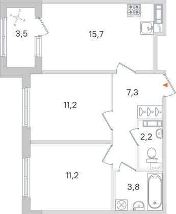 Продажа 2-комнатной квартиры 53,2 м², 4/4 этаж