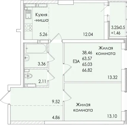 Продажа 3-комнатной квартиры 65 м², 14/20 этаж