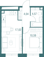 Продажа 1-комнатной квартиры 36,2 м², 2/24 этаж
