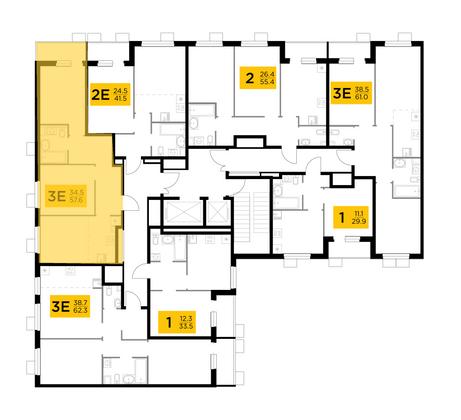 Продажа 3-комнатной квартиры 57,6 м², 14/14 этаж