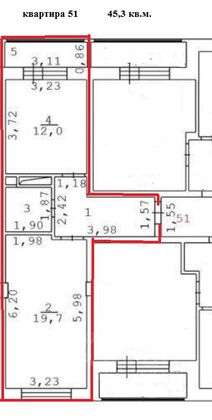 Продажа 1-комнатной квартиры 45,3 м², 2/3 этаж