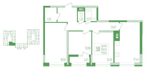 Продажа 3-комнатной квартиры 79 м², 1/18 этаж