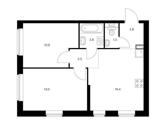 Продажа 2-комнатной квартиры 48,7 м², 2/32 этаж