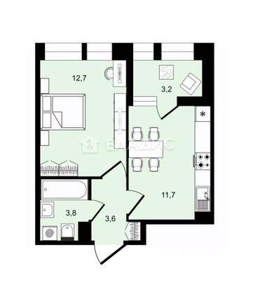Продажа 1-комнатной квартиры 34 м², 9/10 этаж