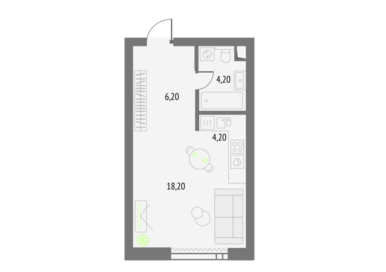 32,8 м², студия, 47/55 этаж