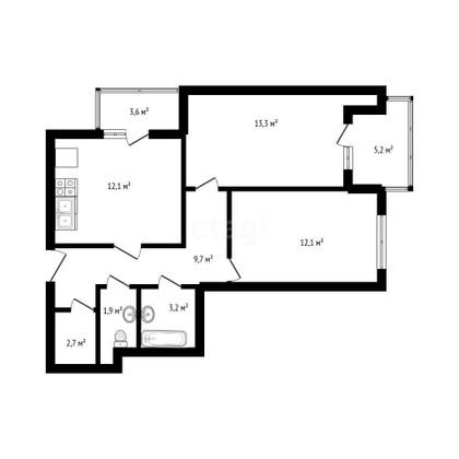 Продажа 2-комнатной квартиры 55,7 м², 19/24 этаж