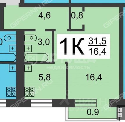 Продажа 1-комнатной квартиры 31 м², 5/5 этаж