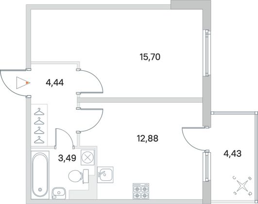 Продажа 1-комнатной квартиры 37,8 м², 3/4 этаж