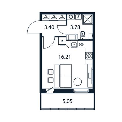 Продажа квартиры-студии 24,9 м², 12/12 этаж