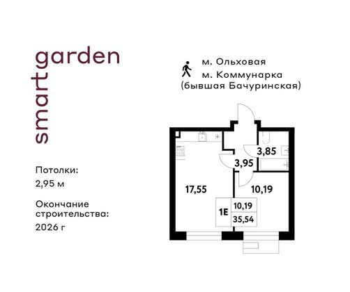 Продажа 1-комнатной квартиры 35,5 м², 13/16 этаж