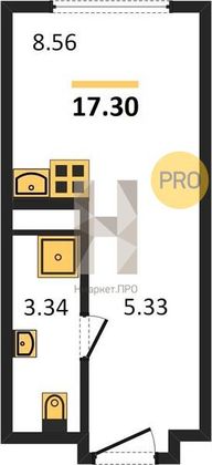 Продажа квартиры-студии 17,3 м², 4/15 этаж