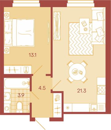 Продажа 2-комнатной квартиры 42,8 м², 5/18 этаж