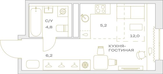 Продажа квартиры-студии 28,2 м², 18/23 этаж